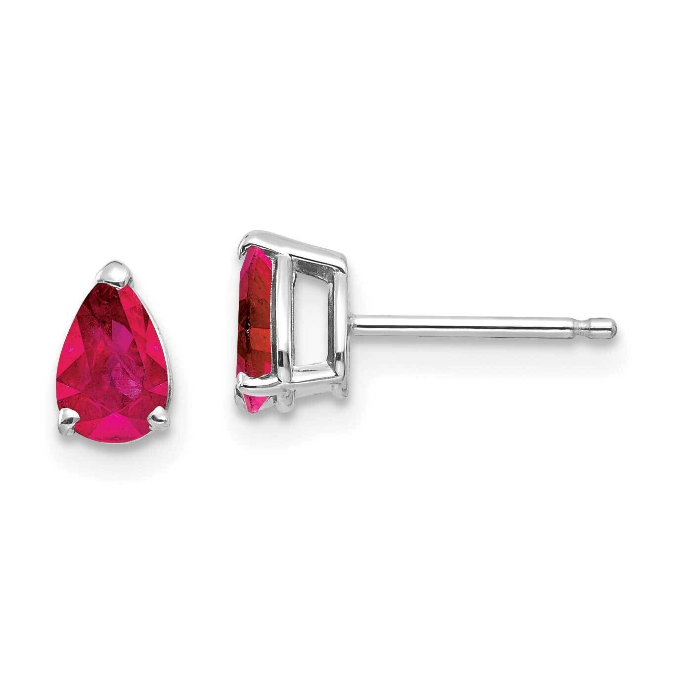 Ruby Earrings 14k White Gold XE79WR-B