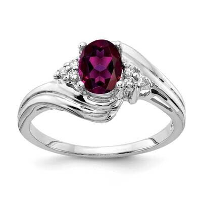 7x5mm Oval Rhodolite Garnet Diamond Ring 14k White Gold Y2222RG_AA, MPN: Y2222RG_AA, 883957555546