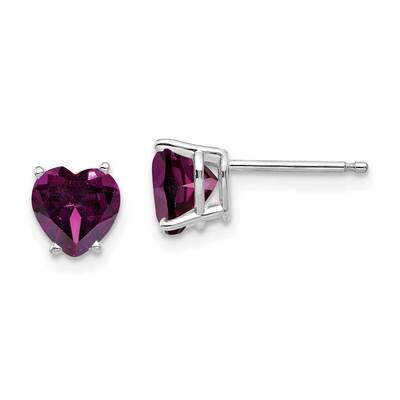6mm Heart Rhodolite Garnet Earrings 14k White Gold XE98WRG, MPN: XE98WRG, 883957110929