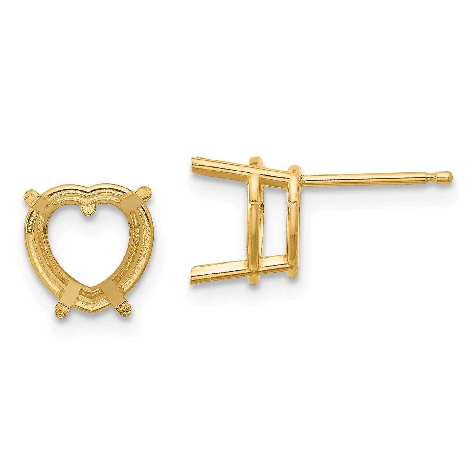 8mm Heart Earring Mountings 14k Gold XE100