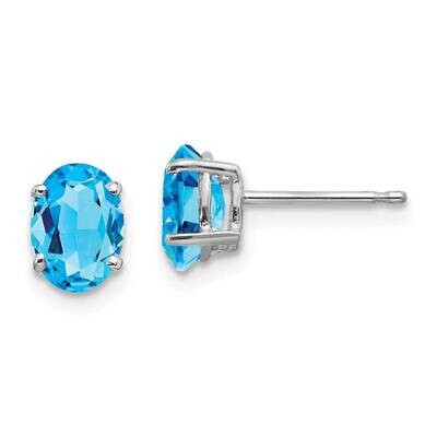 7x5mm Oval Blue Topaz Earrings 14k White Gold XE87WBT, MPN: XE87WBT, 883957107615