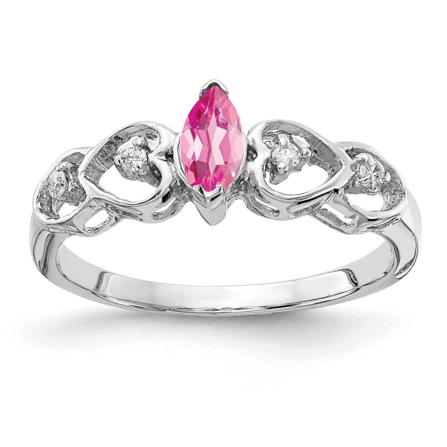 Pink Tourmaline Diamond Ring 14k white Gold 6x3mm Marquise X9699PT/A