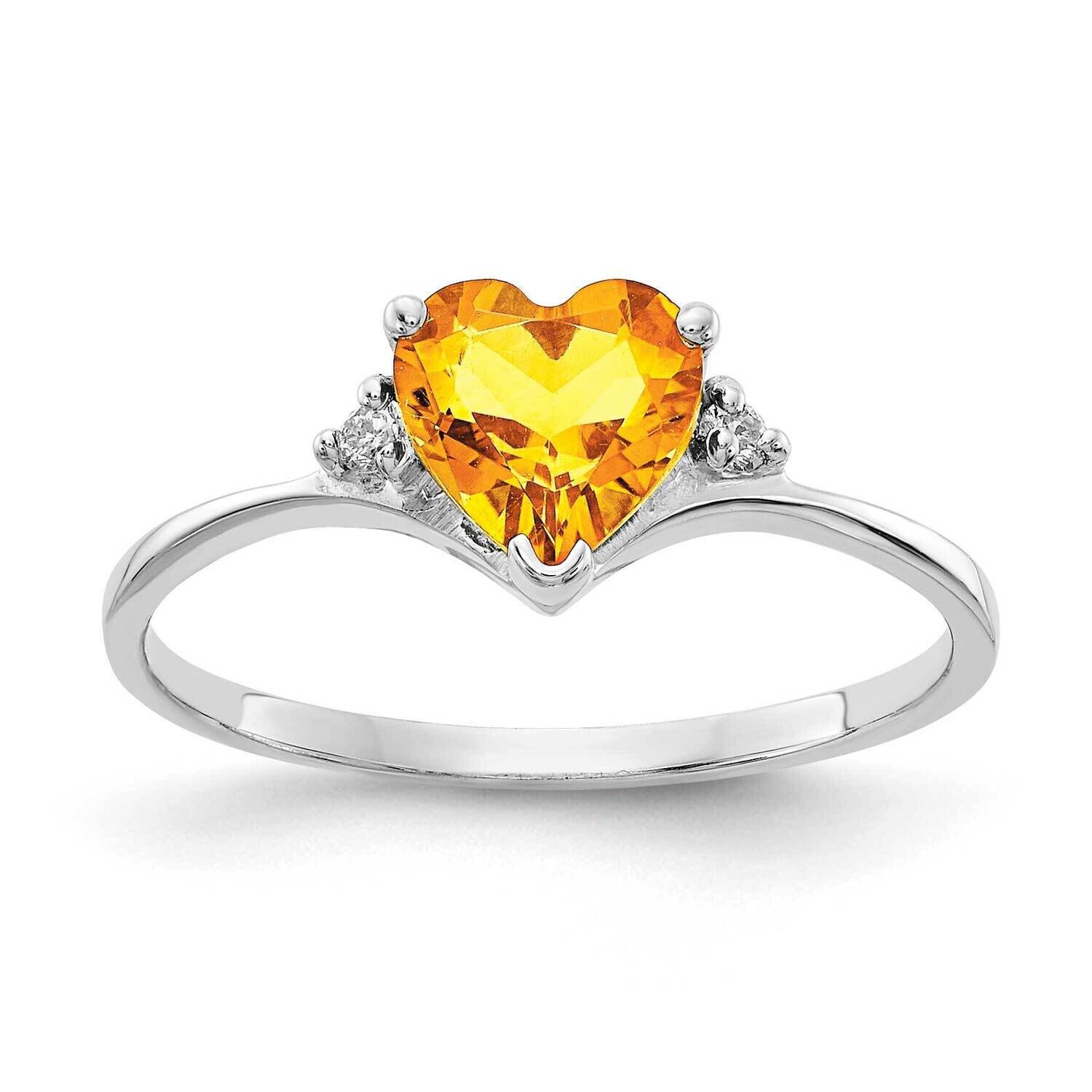 6mm Heart Citrine Diamond Ring 14k white Gold X9701CI/A, MPN: X9701CI/A, 883957574509