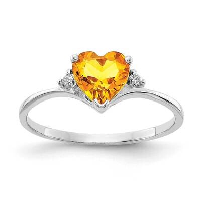 6mm Heart Citrine Diamond Ring 14k white Gold X9701CI/A, MPN: X9701CI/A, 883957574509