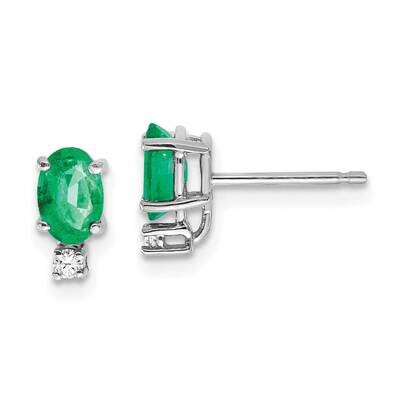 6x4mm Oval Emerald &amp; Diamond Earrings 14k White Gold XE755E/AAA, MPN: XE755E/AAA, 883957227351