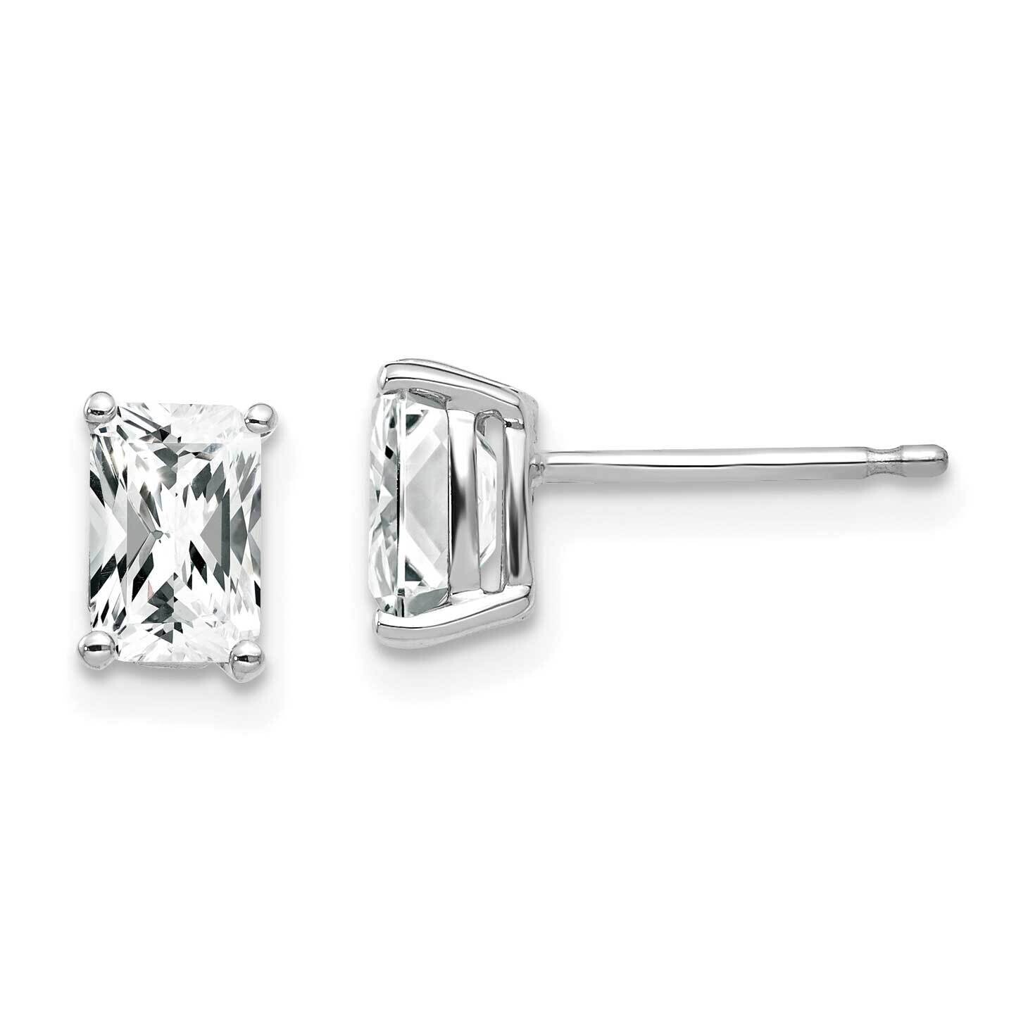 6x4mm Emerald Cut CZ Diamond Earrings 14k White Gold XE65WCZ Diamond, MPN: XE65WCZ, 883957227276