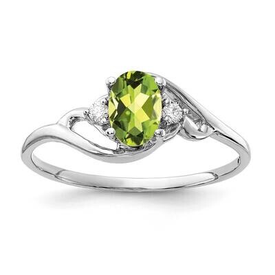 6x4mm Oval Peridot Diamond Ring 14k White Gold Y2149PE_AA, MPN: Y2149PE_AA, 883957425801