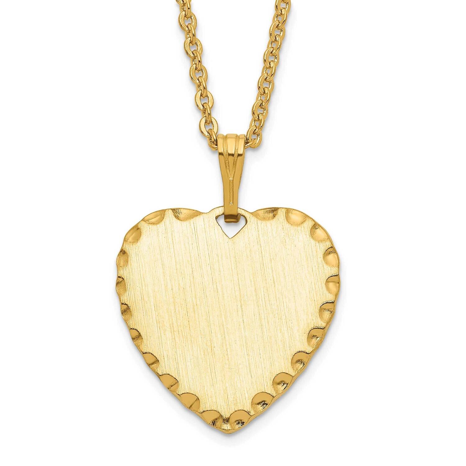 Kelly Waters Medium Satin Engravable Heart Disc Necklace 18 Inch Gold-plated KW352-18
