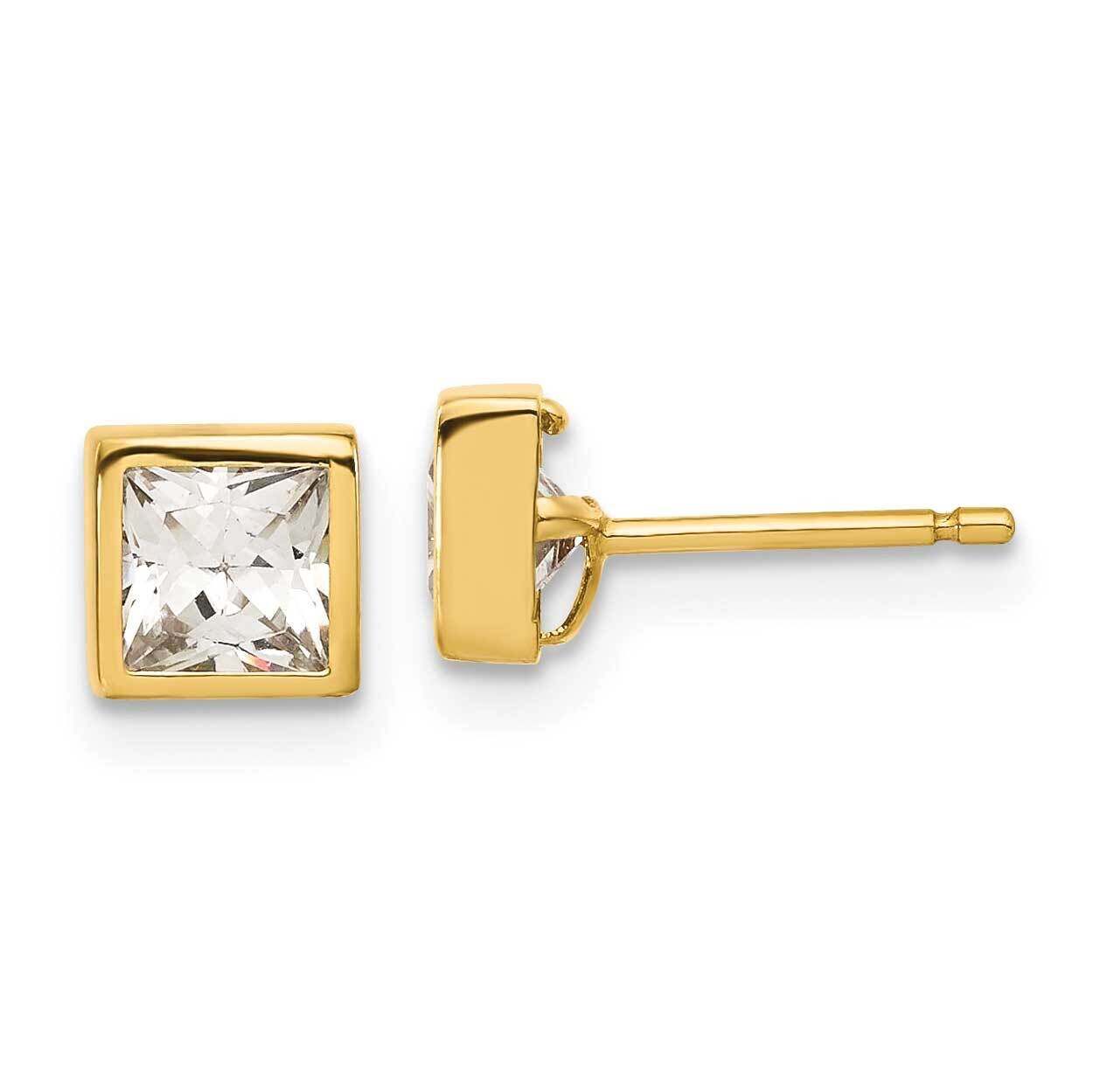 Square CZ Earrings 14k Gold XY854