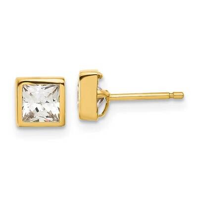 Square CZ Earrings 14k Gold XY854