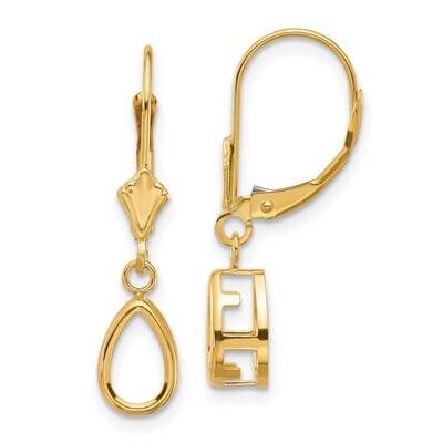 8x5 Pear Leverback Earring Mounting 14k Gold XLB103, MPN: XLB103, 191101835797