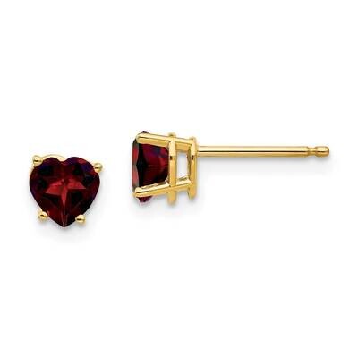 5mm Heart Garnet Earrings 14k Gold XE97GA, MPN: XE97GA, 883957338491