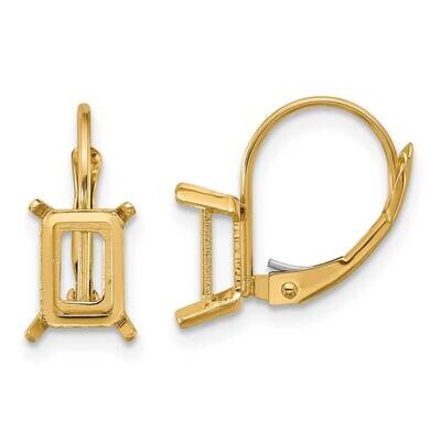 7x5 Emerald Leverback Earring Mounting 14k Gold XLB124, MPN: XLB124, 191101836008