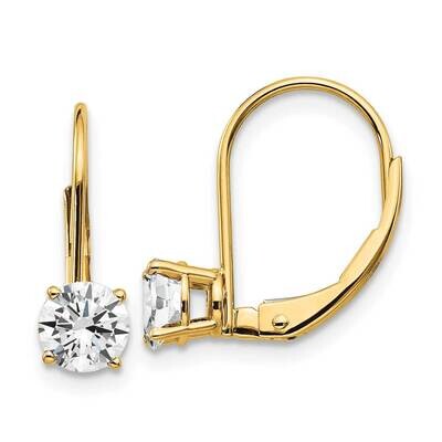 5mm Cubic Zirconia Leverback Earrings 14k Gold XLB111CZ Diamond, MPN: XLB111CZ, 883957119625