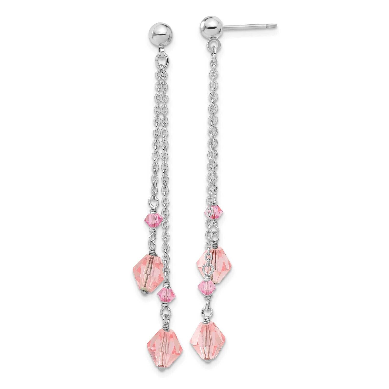Kelly Waters Pink Crystal Drop Earrings Rhodium-plated KW255