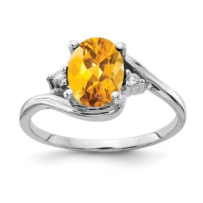 Citrine Diamond Ring 14k white Gold 8x6mm Oval Y2246CI/A, MPN: Y2246CI/A, 191101548307