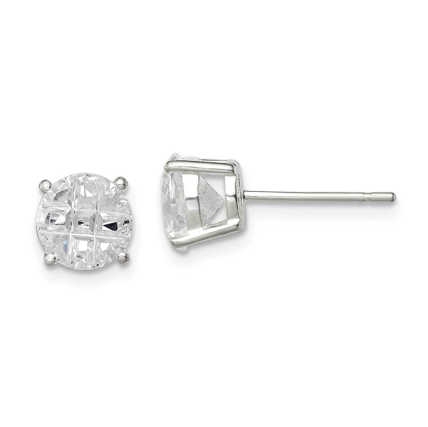 7mm Round Basket Set Diamond Stud Earrings Sterling Silver QE7495, MPN: QE7495, 883957529622