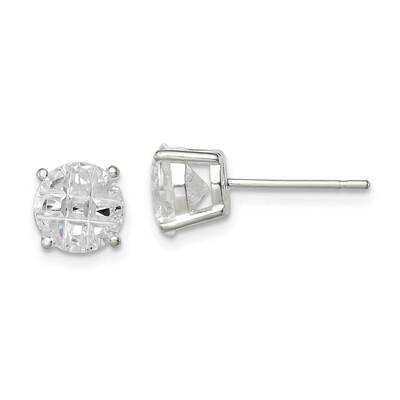 7mm Round Basket Set Diamond Stud Earrings Sterling Silver QE7495, MPN: QE7495, 883957529622