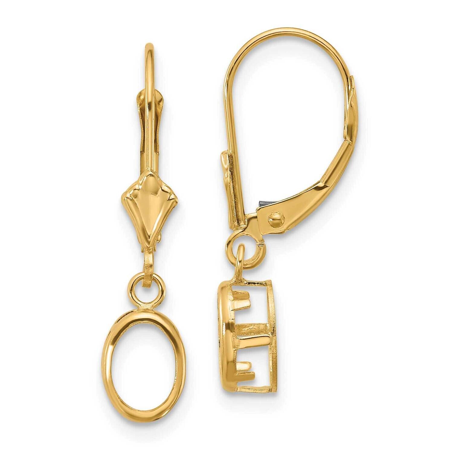7x5 Oval Leverback Earring Mounting 14k Gold XLB106, MPN: XLB106, 191101835834