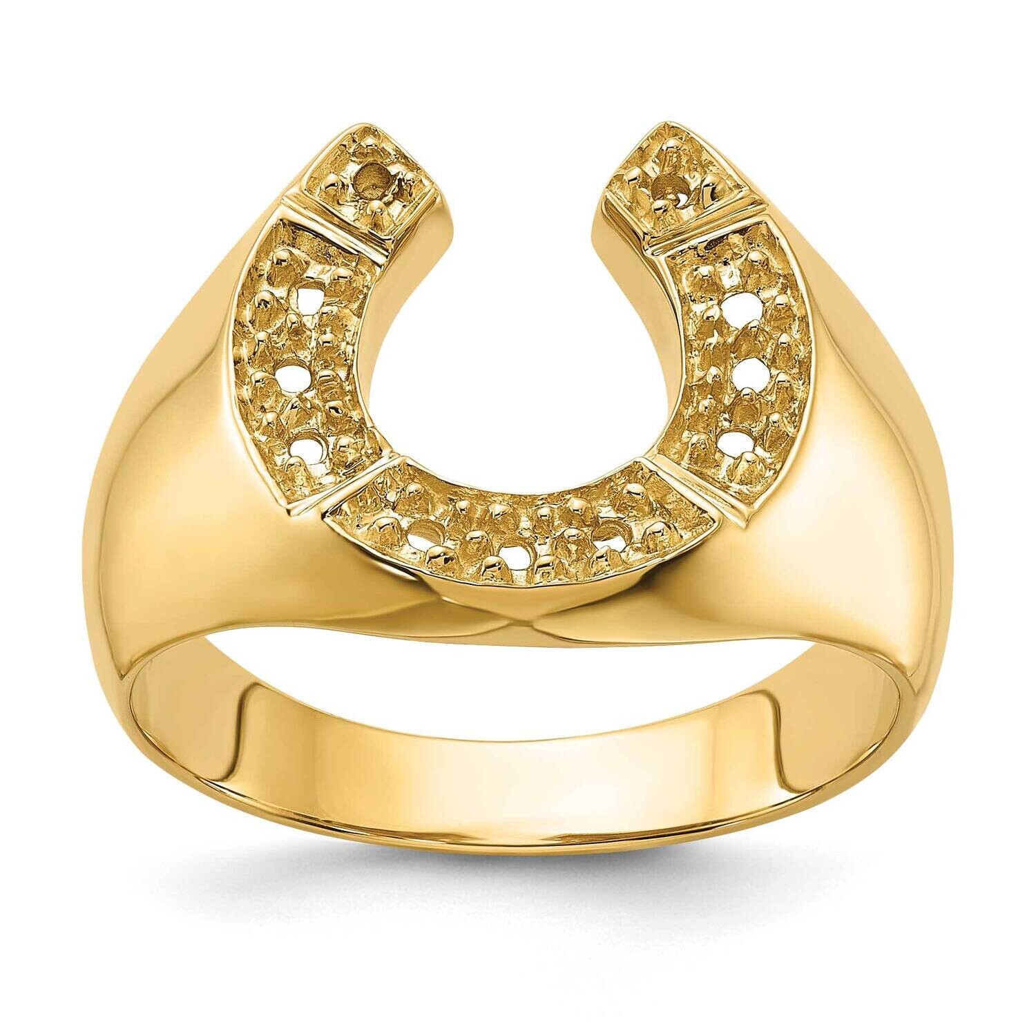 Mens Diamond Horseshoe Ring Mounting 14k Gold Polished Y1566