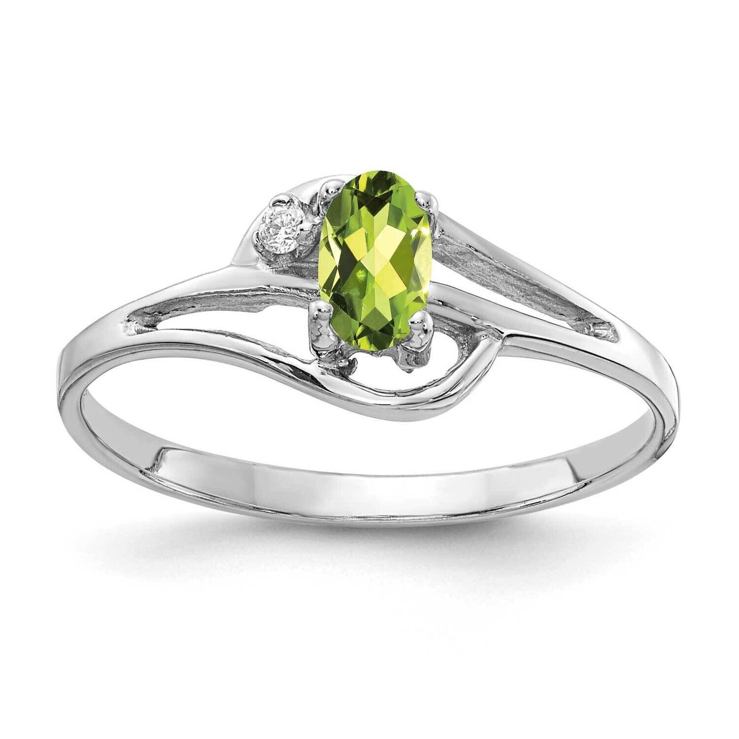 Peridot Diamond Ring 14k white Gold 5x3mm Oval X9713PE/A, MPN: X9713PE/A, 883957641065