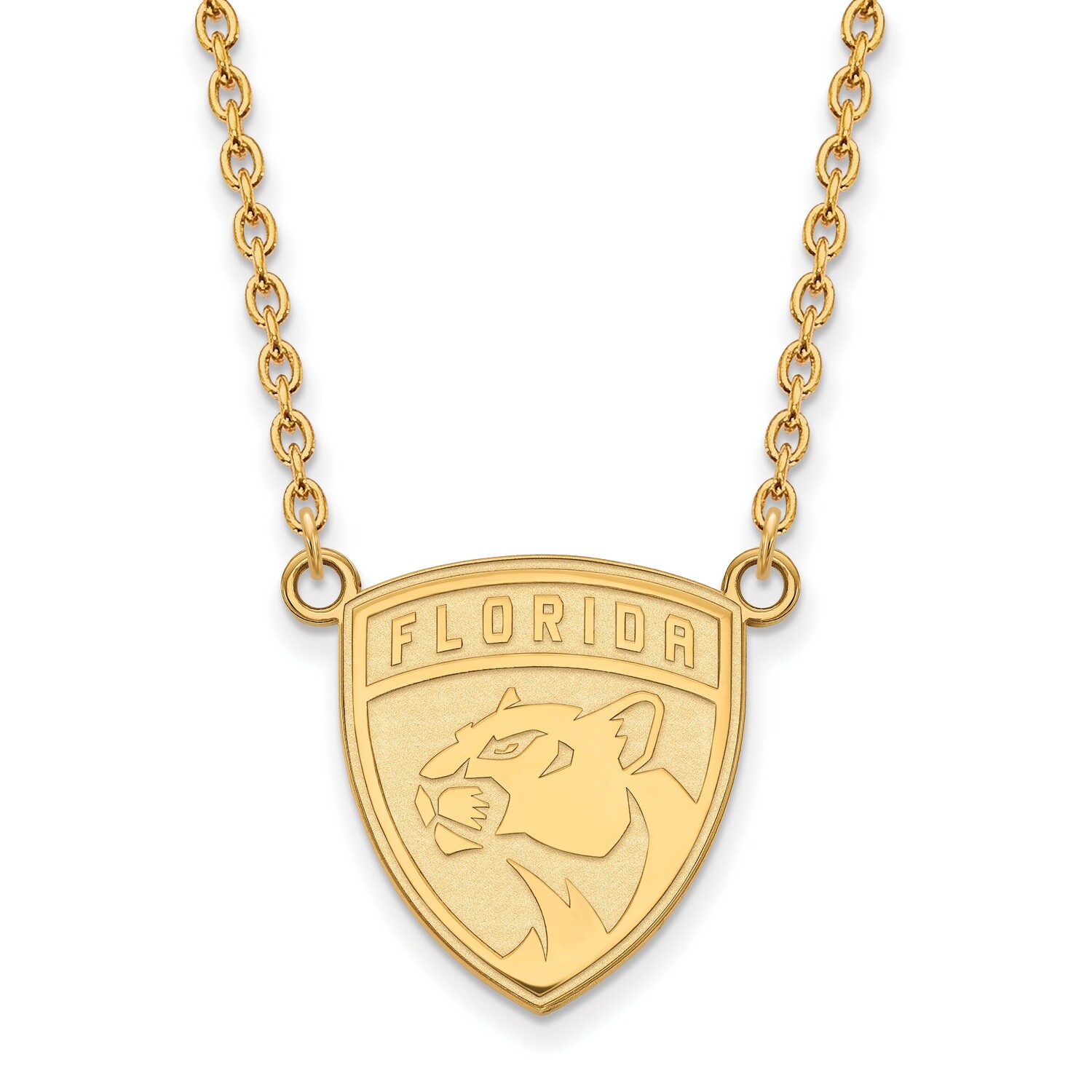 Florida Panthers Large Pendant with Chain Necklace 14k Yellow Gold 4Y008PTH-18, MPN: 4Y008PTH-18, 8…