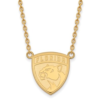 Florida Panthers Large Pendant with Chain Necklace 14k Yellow Gold 4Y008PTH-18, MPN: 4Y008PTH-18, 8…