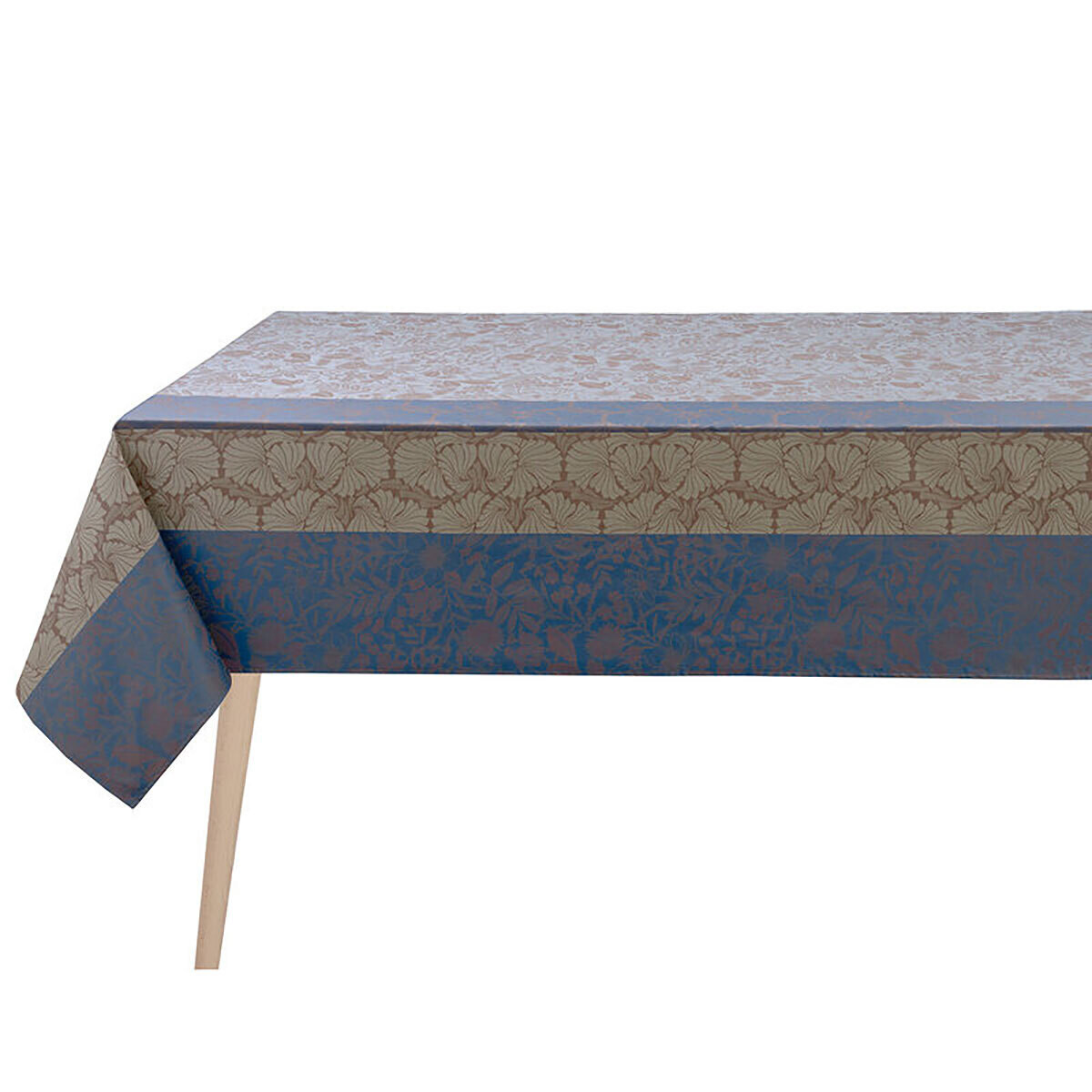 Le Jacquard Francais Cottage Blue Coated Tablecloth 59" X 86" 28907