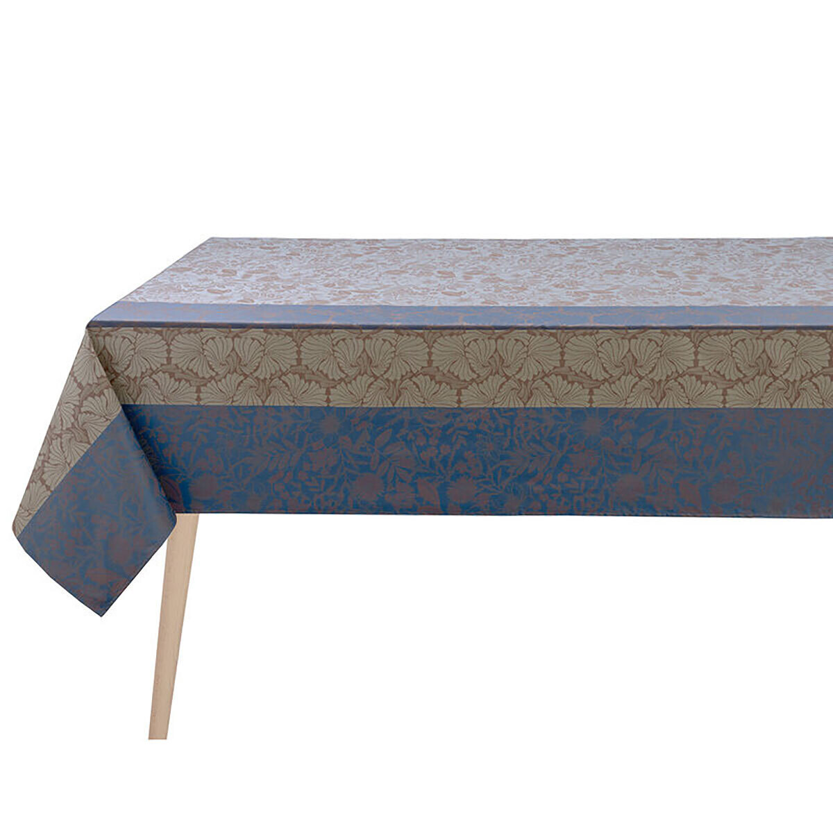 Le Jacquard Francais Cottage Blue Coated Tablecloth 69" X 126" 28901