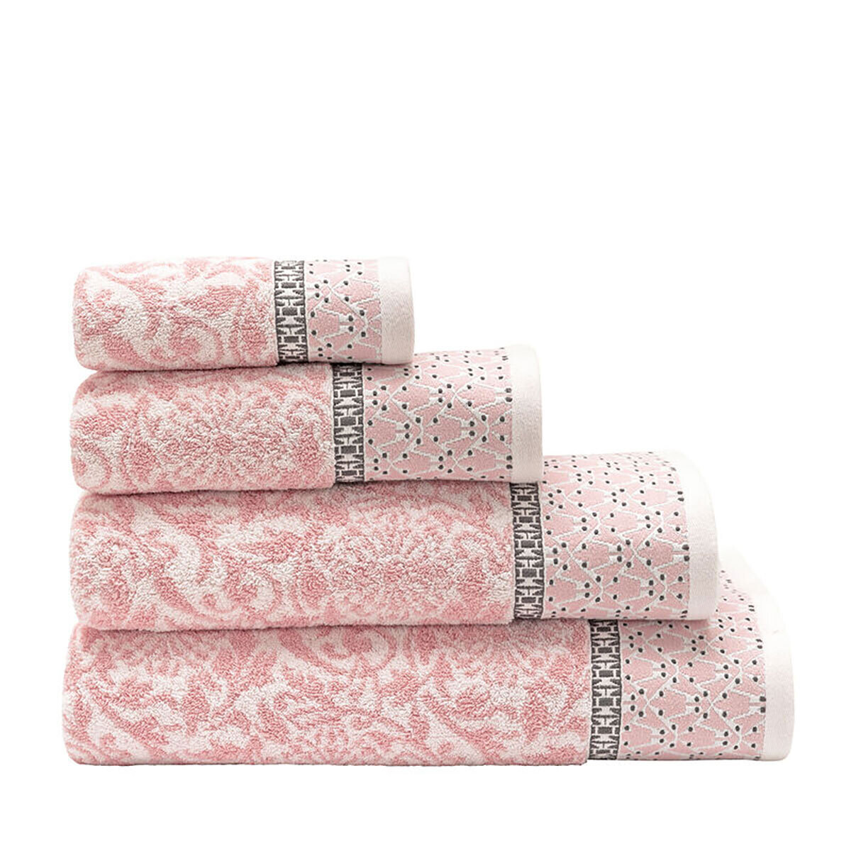 Le Jacquard Francais Charme Pink Guest Towel 28776 Set of 4