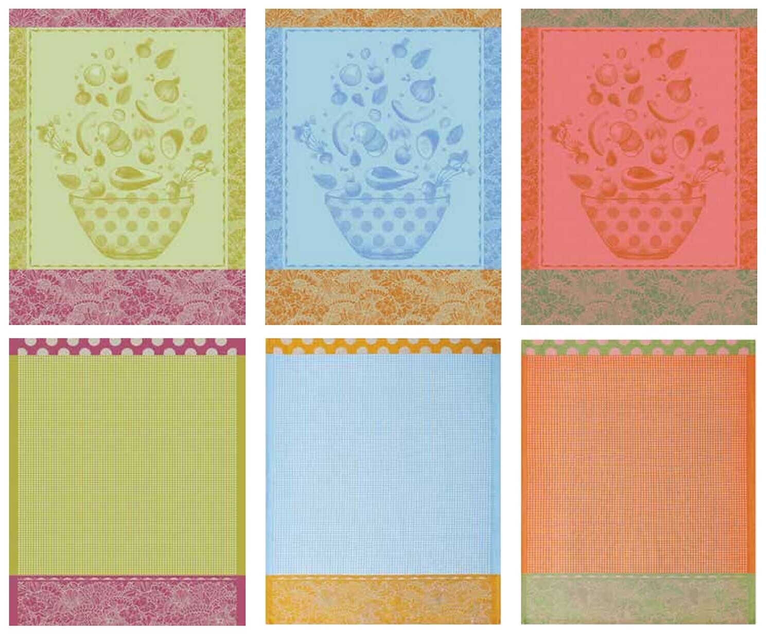 Le Jacquard Francais Salade DEte Blue Tea Towel 29253 Set of 4, MPN: 29253,