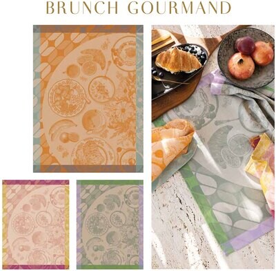 Le Jacquard Francais Brunch Gourmand Green Tea Towel 29449 Set of 4, MPN: 29449,