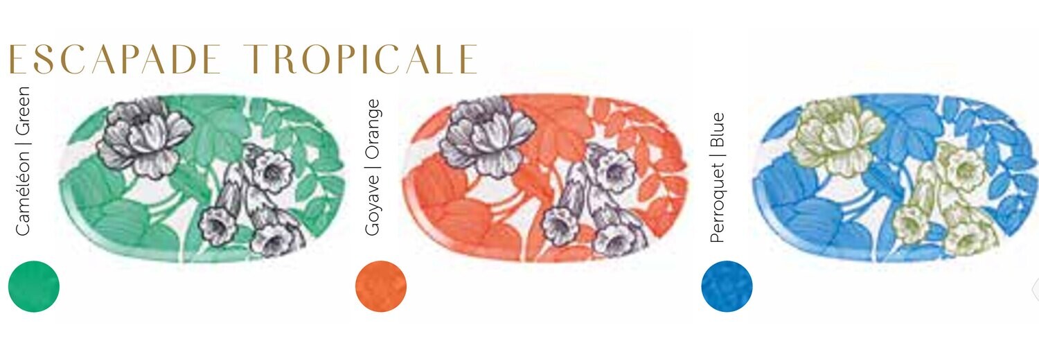 Le Jacquard Francais Escapade Tropicale Blue Tray OVAL 22&quot; X 13&quot; 29472, MPN: 29472,