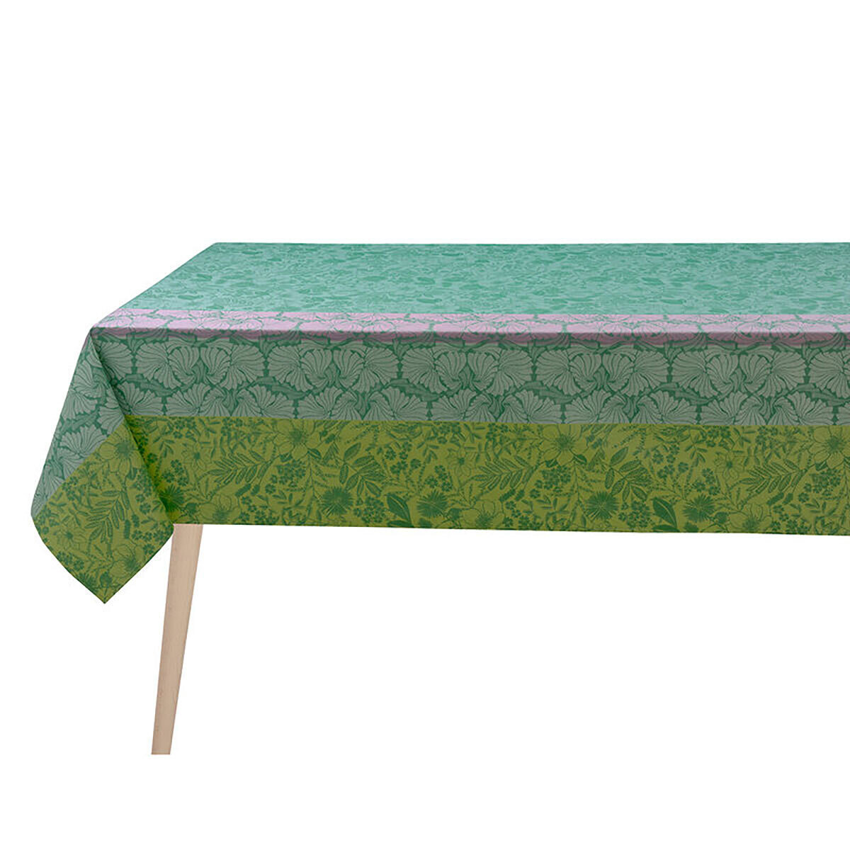 Le Jacquard Francais Cottage Green Coated Tablecloth 69&quot; X 126&quot; 28903, MPN: 28903,