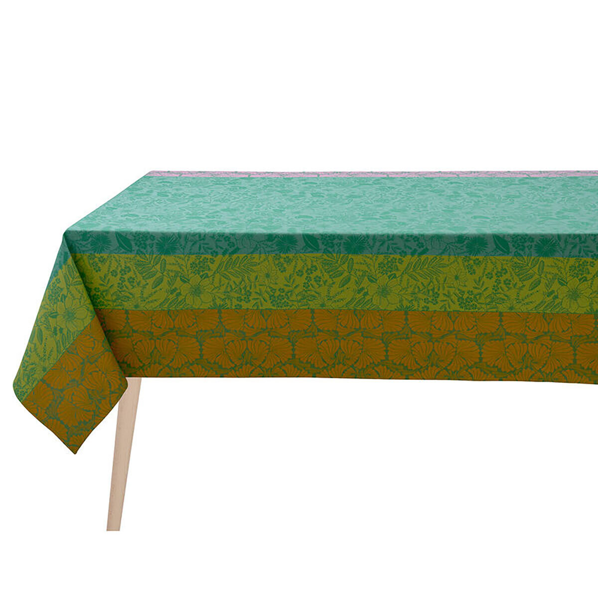 Le Jacquard Francais Cottage Green Tablecloth � 69" 28950