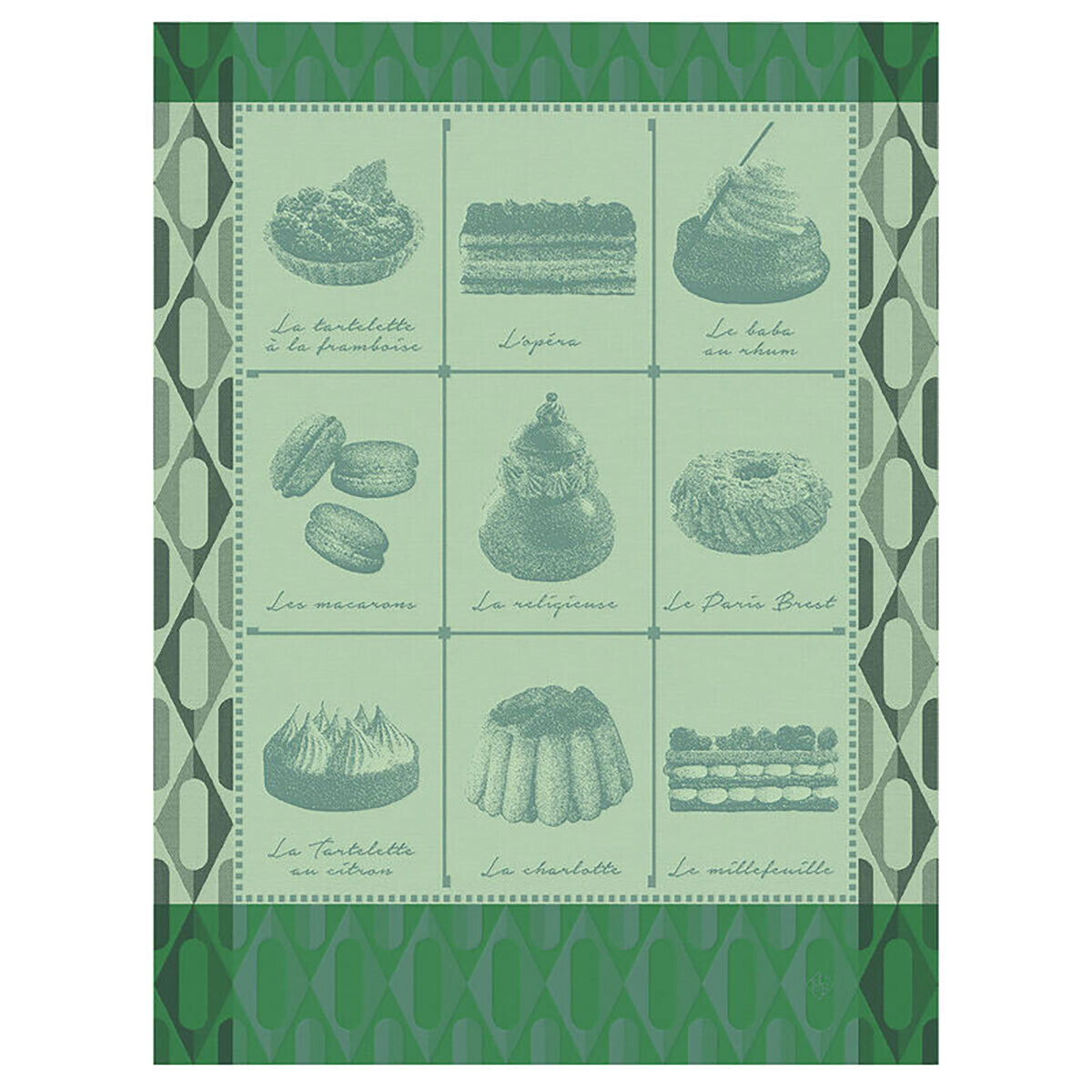 Le Jacquard Francais Patisseries Francaises Green Tea Towel 29051 Set of 4, MPN: 29051,