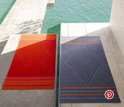 Le Jacquard Francais Sand Club Voile Orange Beach Towel 39&quot; X 79&quot; 29379, MPN: 29379,