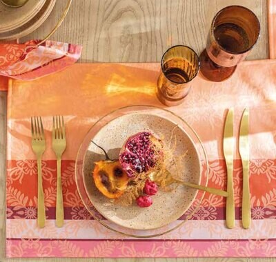 Le Jacquard Francais Mumbai Orange Coated Placemat 29347 Set of 4, MPN: 29347,