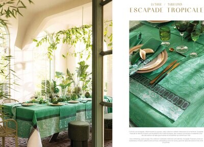 Le Jacquard Francais Escapade Tropicale Green Tablecloth 69&quot; X 98&quot; 29371, MPN: 29371,