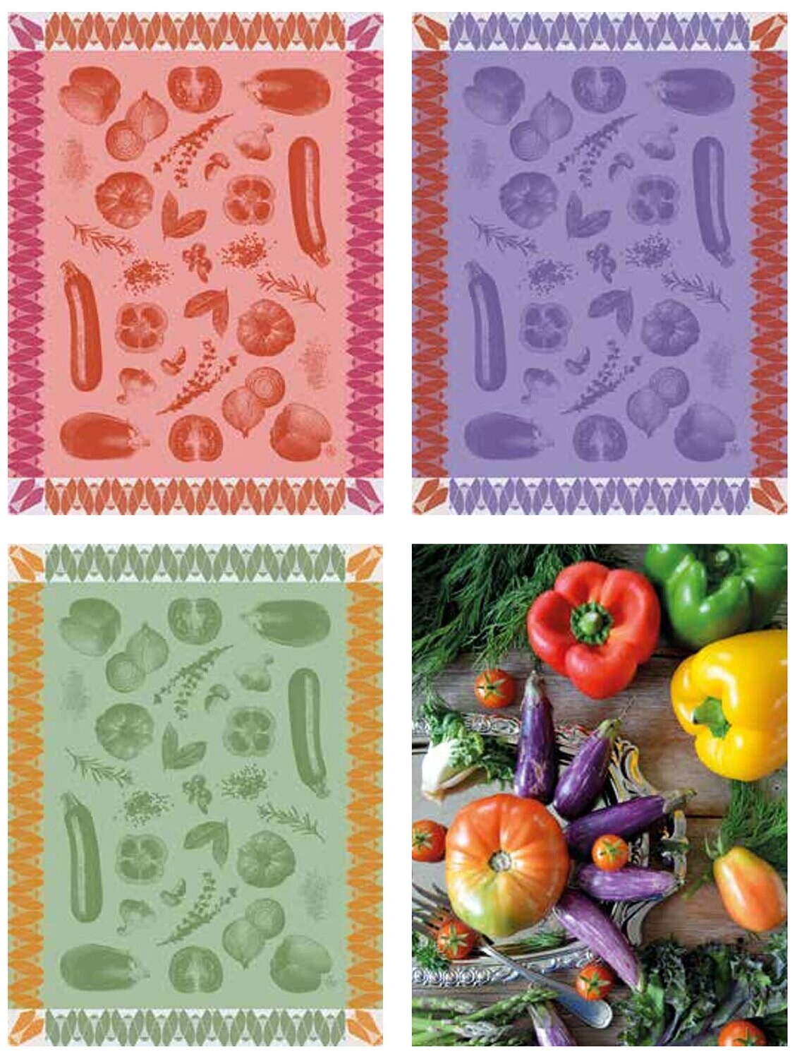 Le Jacquard Francais Ratatouille Purple Tea Towel 29289 Set of 4, MPN: 29289,