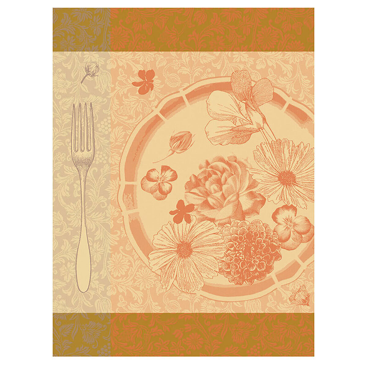 Le Jacquard Francais Fleurs A Croquer Orange Tea Towel 28534 Set of 4, MPN: 28534,