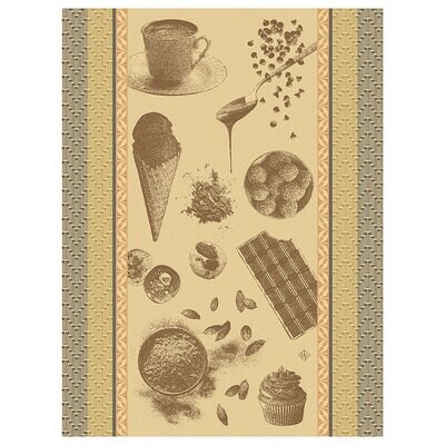 Le Jacquard Francais Chocolats Recettes Brown Tea Towel 28563 Set of 4, MPN: 28563,