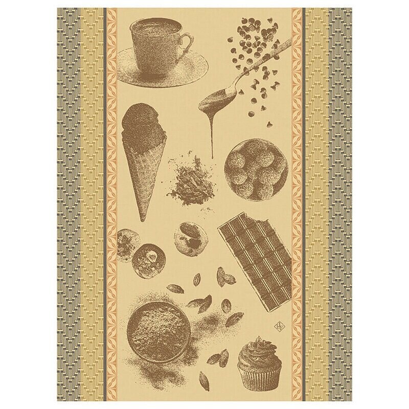 Le Jacquard Francais Chocolats Recettes Brown Tea Towel 28563 Set of 4