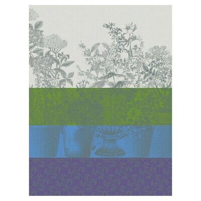 Le Jacquard Francais Floraison Raye Blue Tea Towel 28991 Set of 4, MPN: 28991,