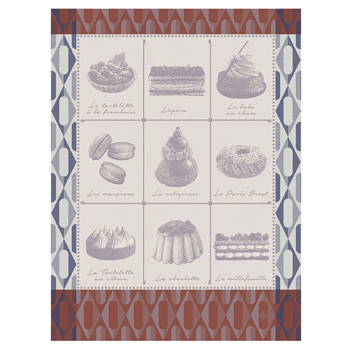 Le Jacquard Francais Patisseries Francaises Purple Tea Towel 29049 Set of 4, MPN: 29049,