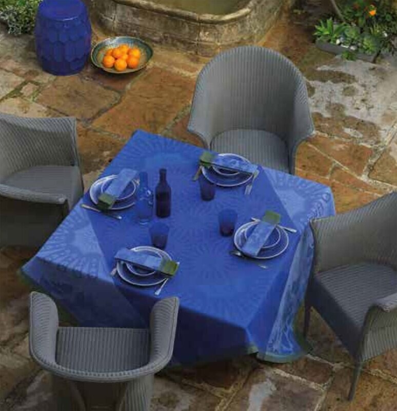 Le Jacquard Francais Jardin DEden Blue Tablecloth 69" X 69" 29291