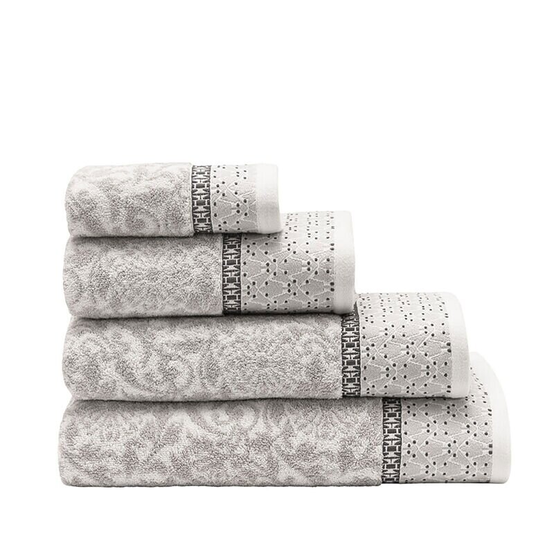 Le Jacquard Francais Charme Grey Guest Towel 28756 Set of 4