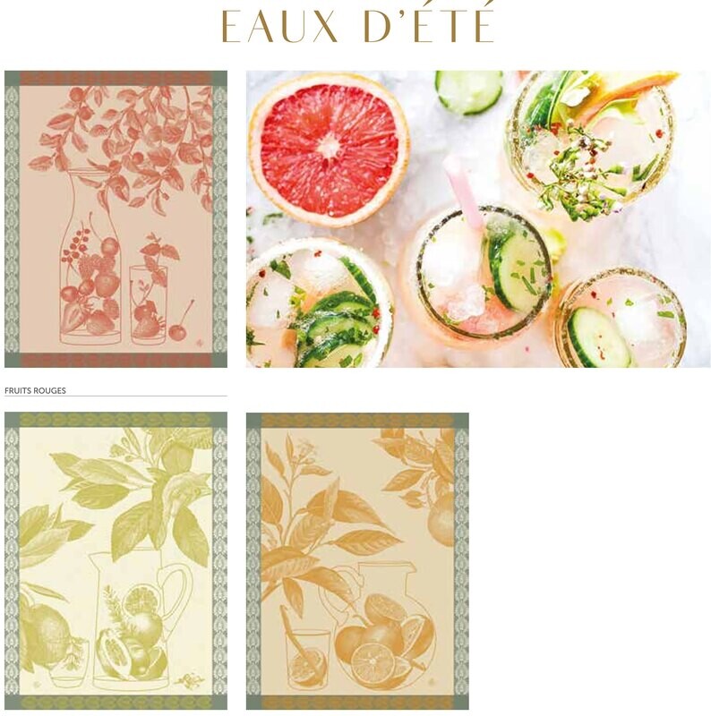 Le Jacquard Francais Eaux De Citrons Yellow Tea Towel 29186 Set of 4