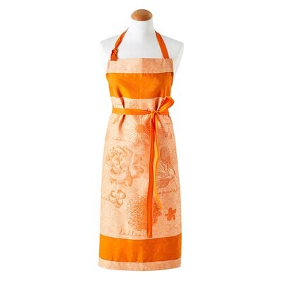 Le Jacquard Francais Fleurs A Croquer Orange Apron 35&quot; X 38&quot; 28536, MPN: 28536,