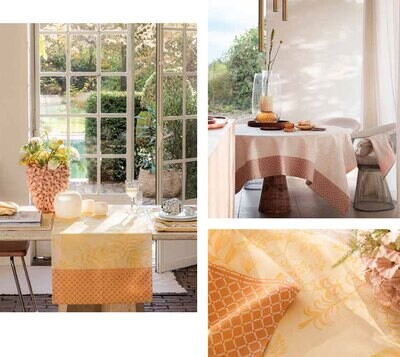 Le Jacquard Francais Jardin DEden Beige Tablecloth 69&quot; X 69&quot; 29290, MPN: 29290,